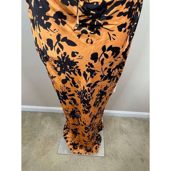 SHONA JOY Solare Cutout Floral Maxi Dress in Tangerine & Black Size 10 - Picture 6 of 10